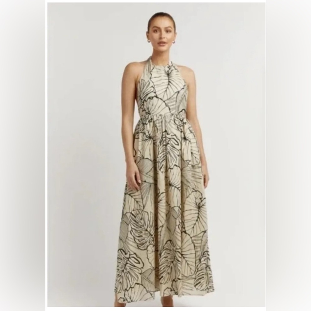 Dissh Halter open back linen maxi dress